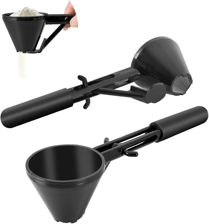 CAFEMASY Water Bottle Funnel Pre Workout Scoop for Protein Powder 2 Pack Slide Bottom Measuring Scoop with Funnel for Coffee Grounds and Powder - Image 1